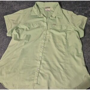 Columbia PFG Omni-Shade Women's 2X/2TF Green Button Vented Shirt Zip Pockets